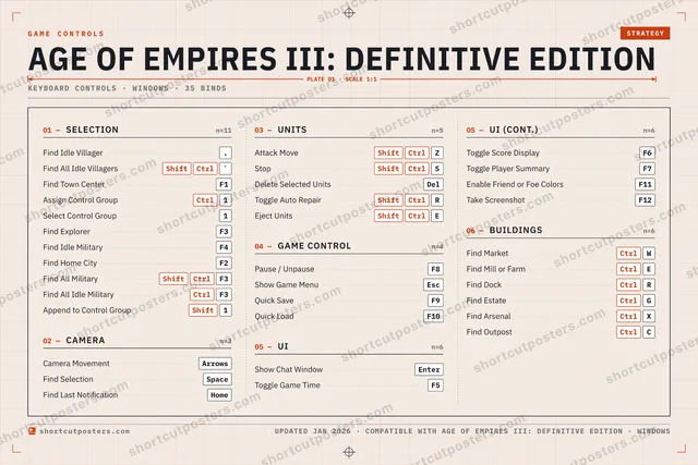Age of Empires III: Definitive Edition controls poster preview