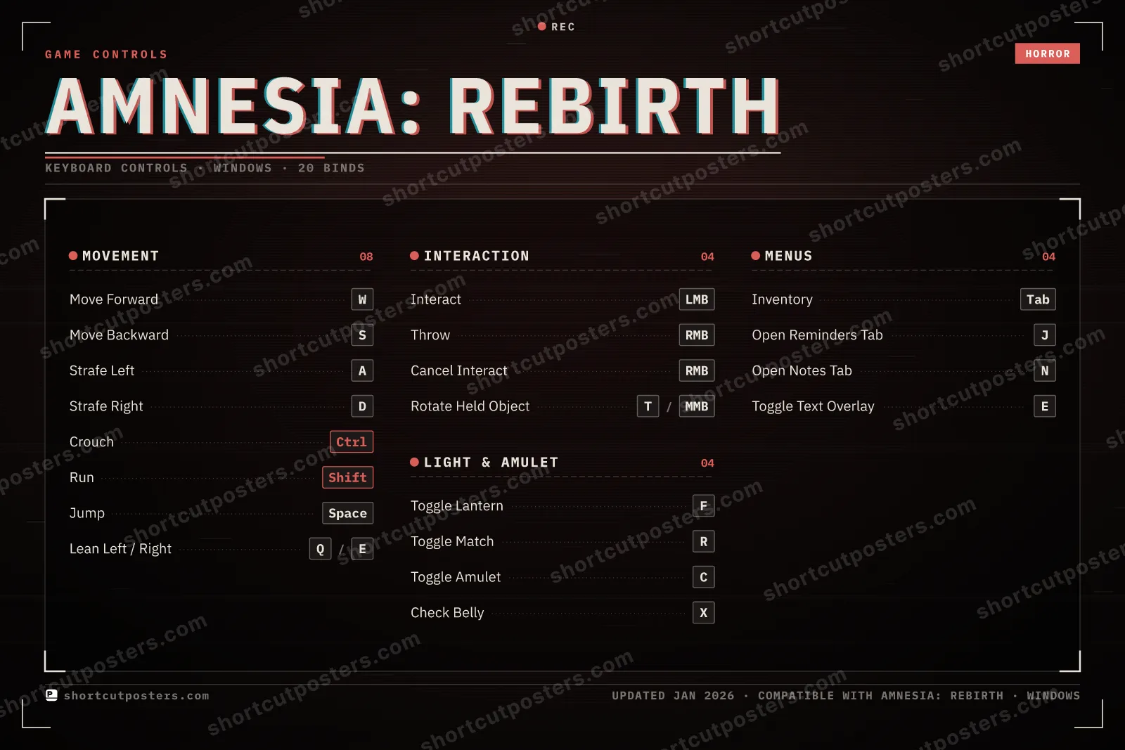Amnesia: Rebirth controls poster preview