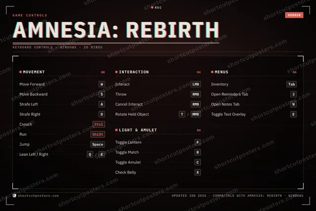 Amnesia: Rebirth controls poster preview