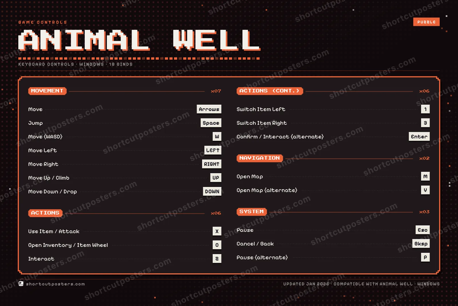 Animal Well controls poster preview