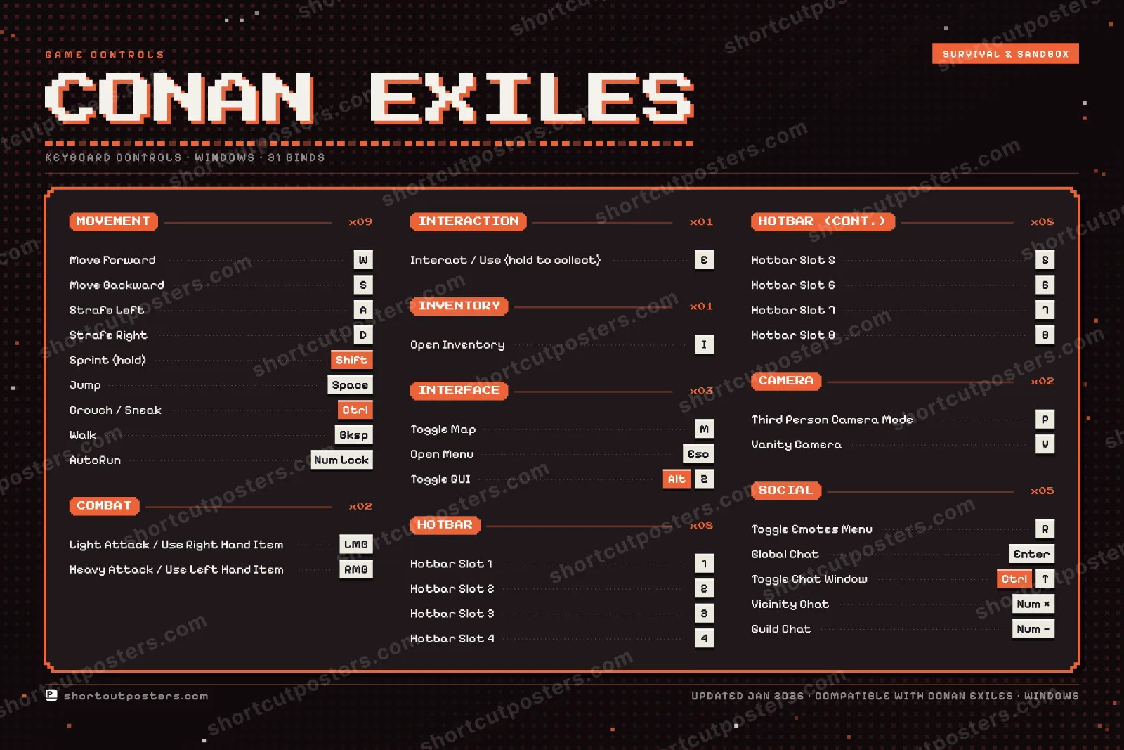 Conan Exiles controls poster preview