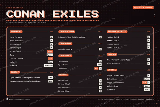Conan Exiles controls poster preview