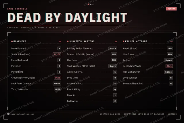 Dead by Daylight controls poster preview