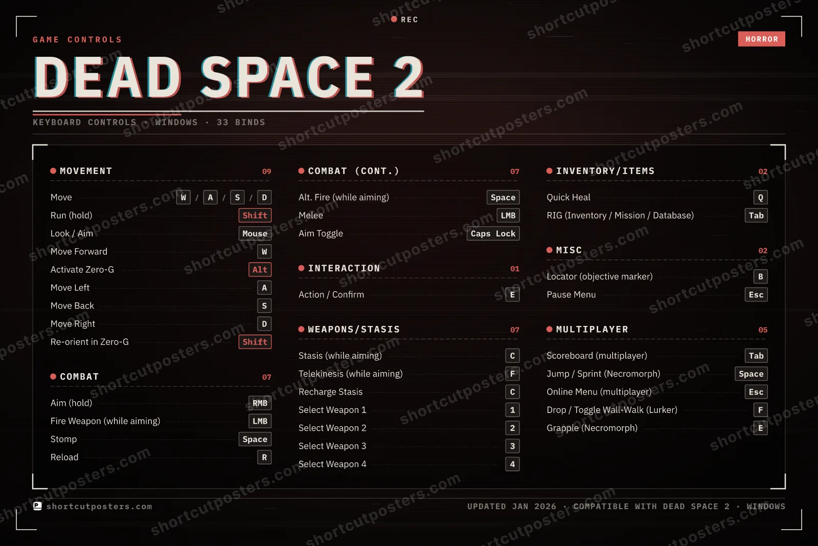 Dead Space 2 controls poster preview