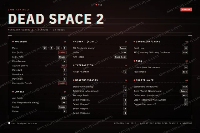 Dead Space 2 controls poster preview