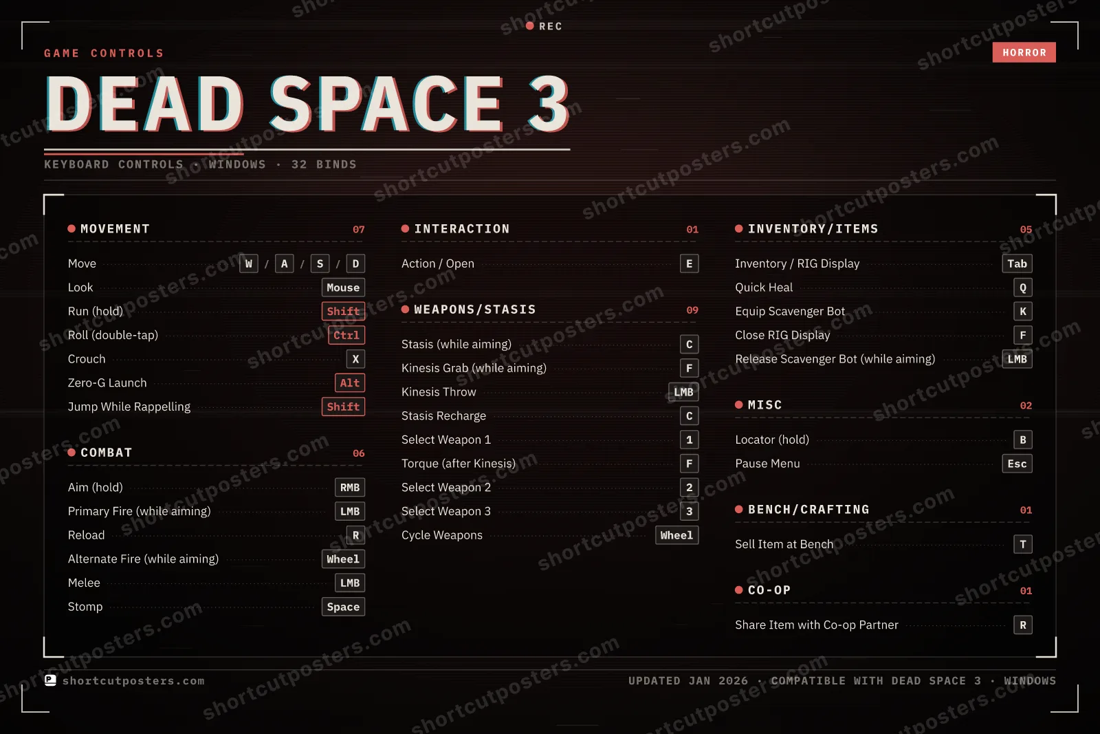 Dead Space 3 controls poster preview