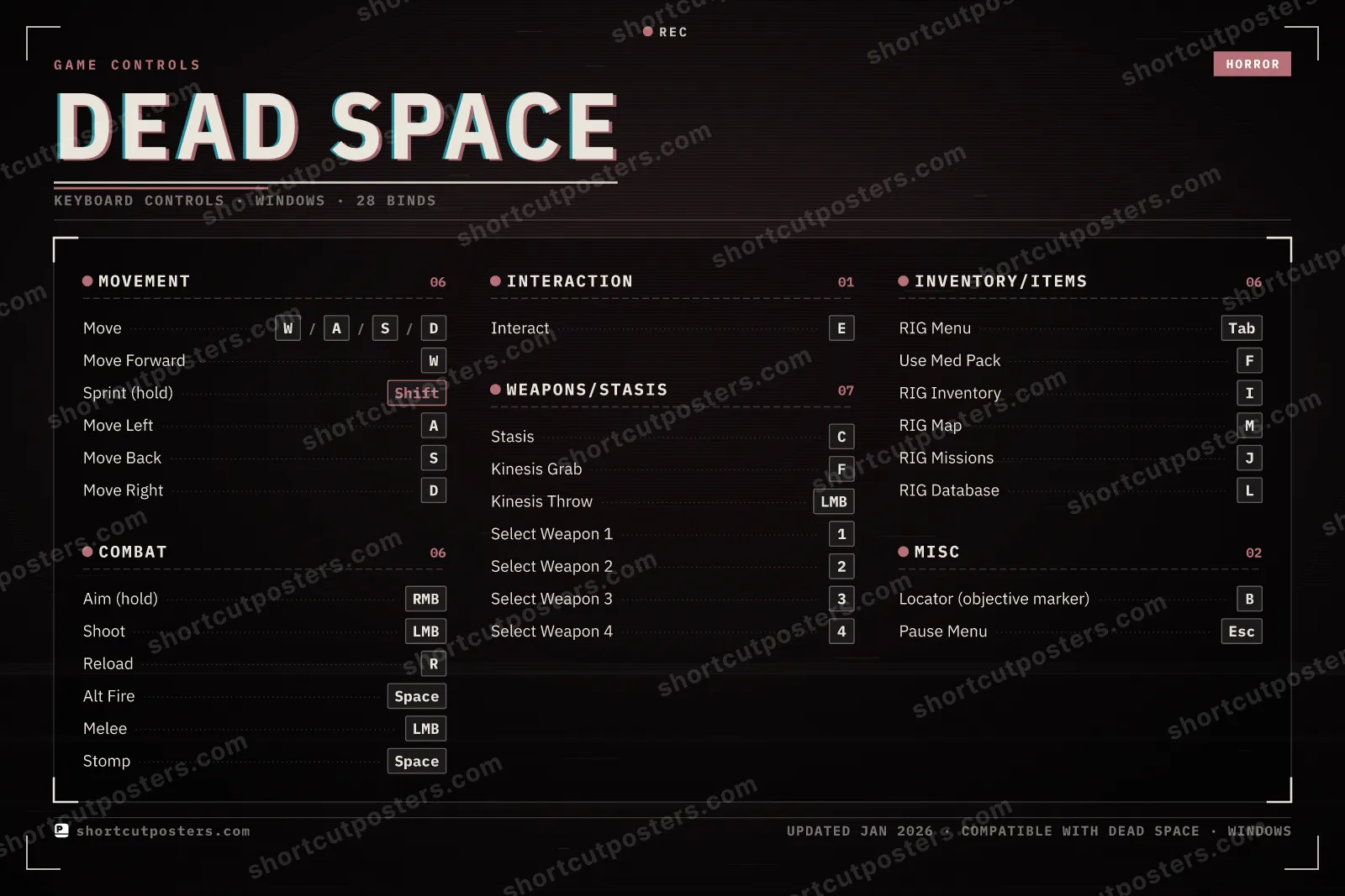 Dead Space controls poster preview
