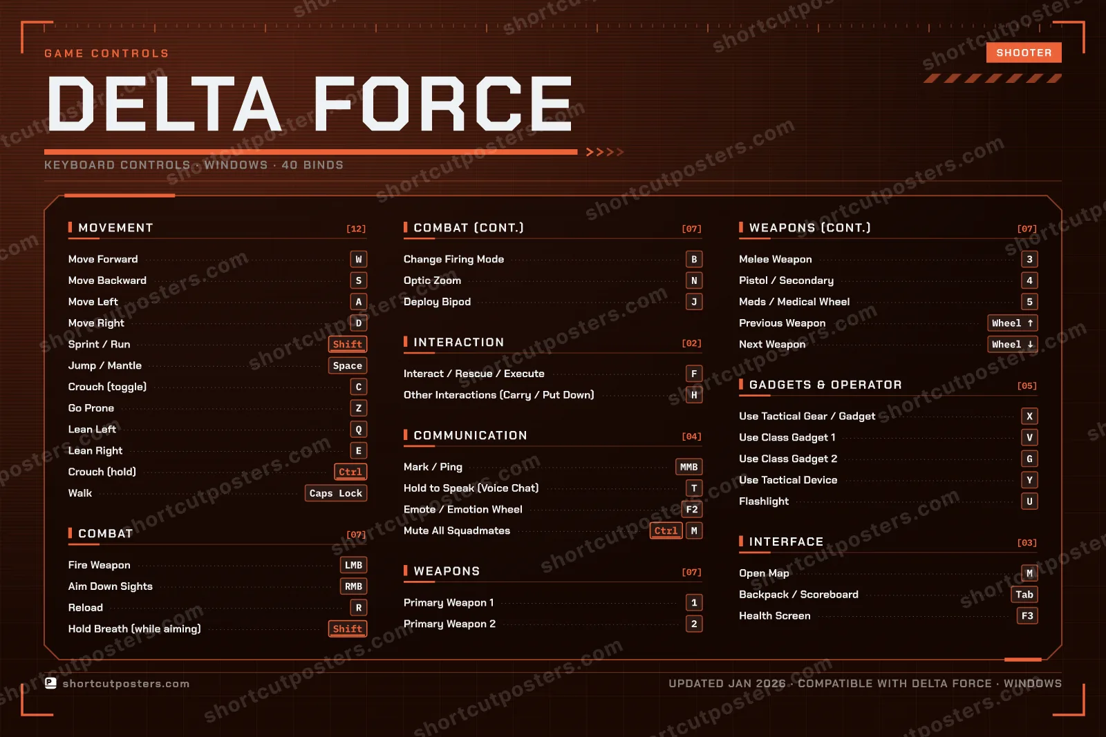Delta Force controls poster preview