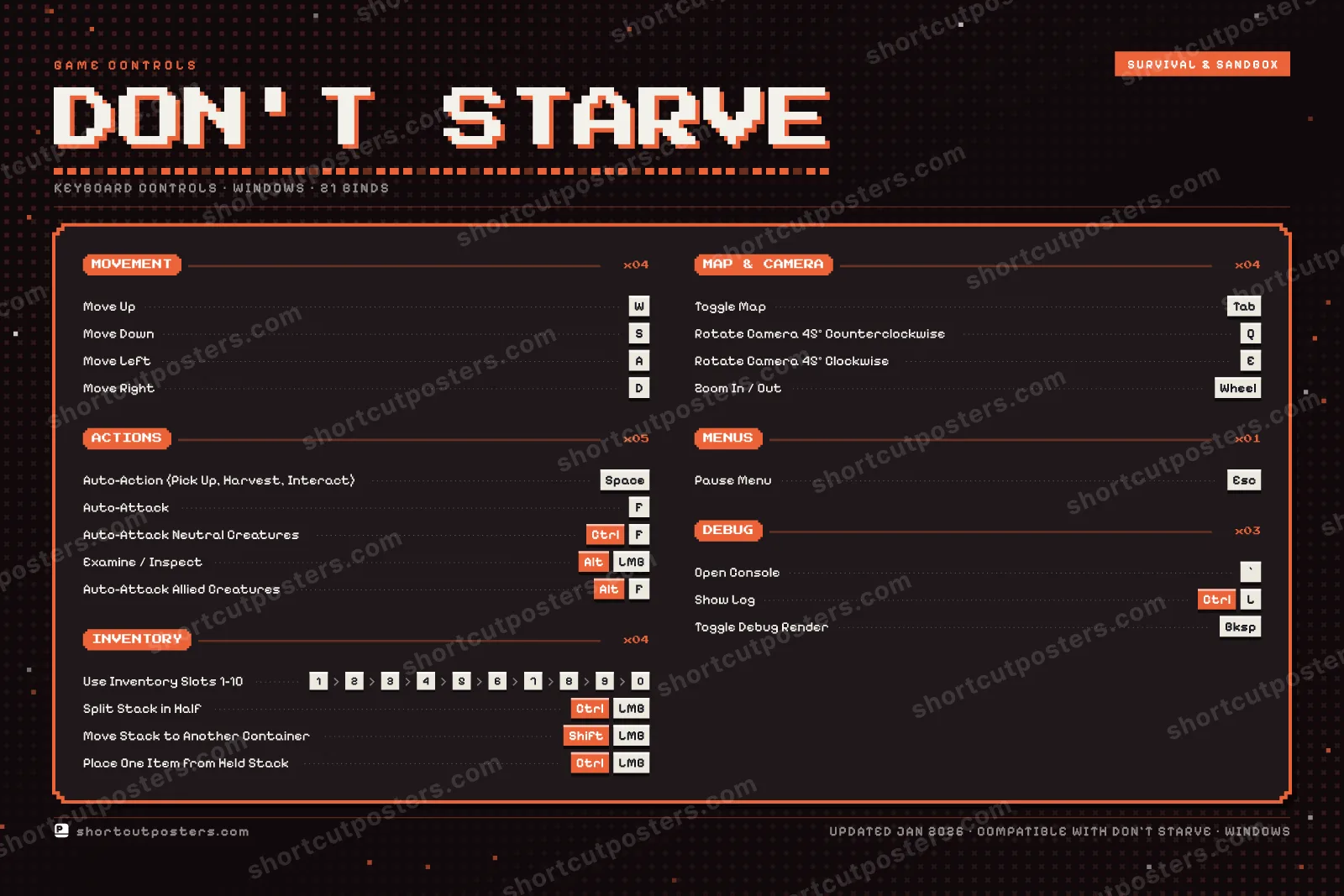 Don't Starve controls poster preview