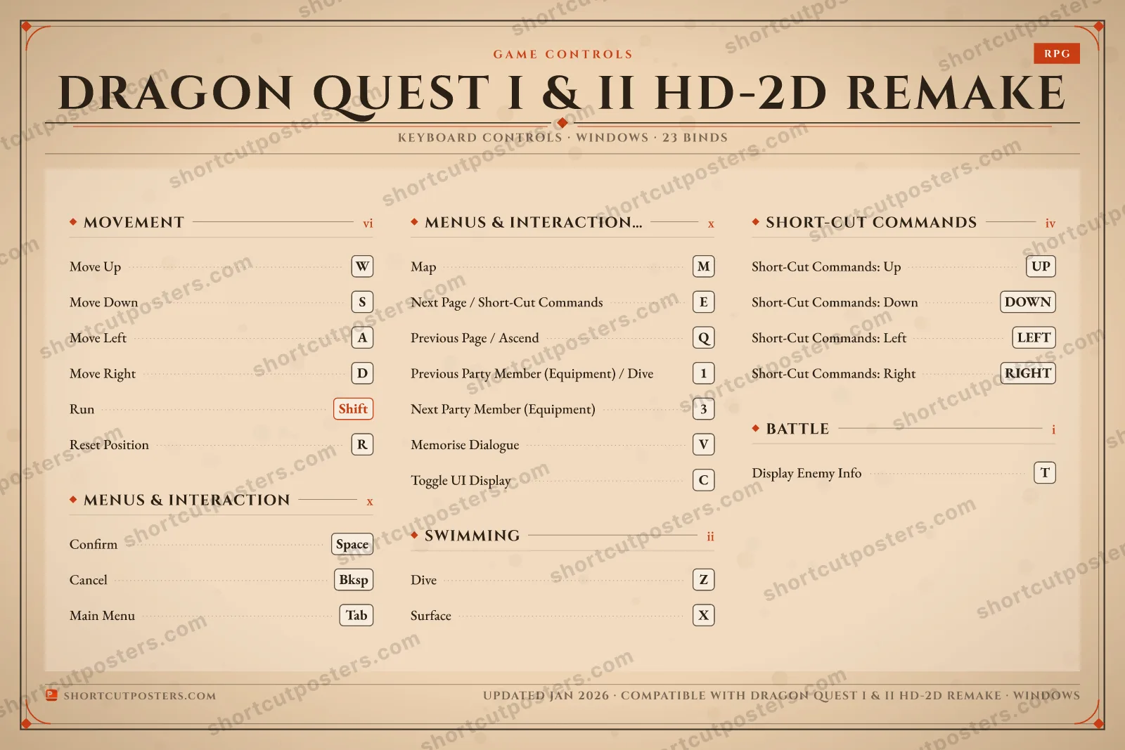 Dragon Quest I & II HD-2D Remake controls poster preview