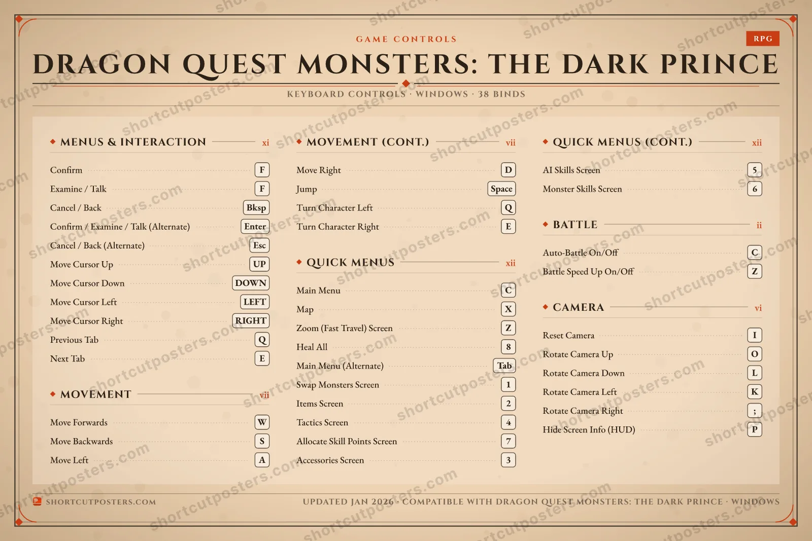 Dragon Quest Monsters: The Dark Prince controls poster preview