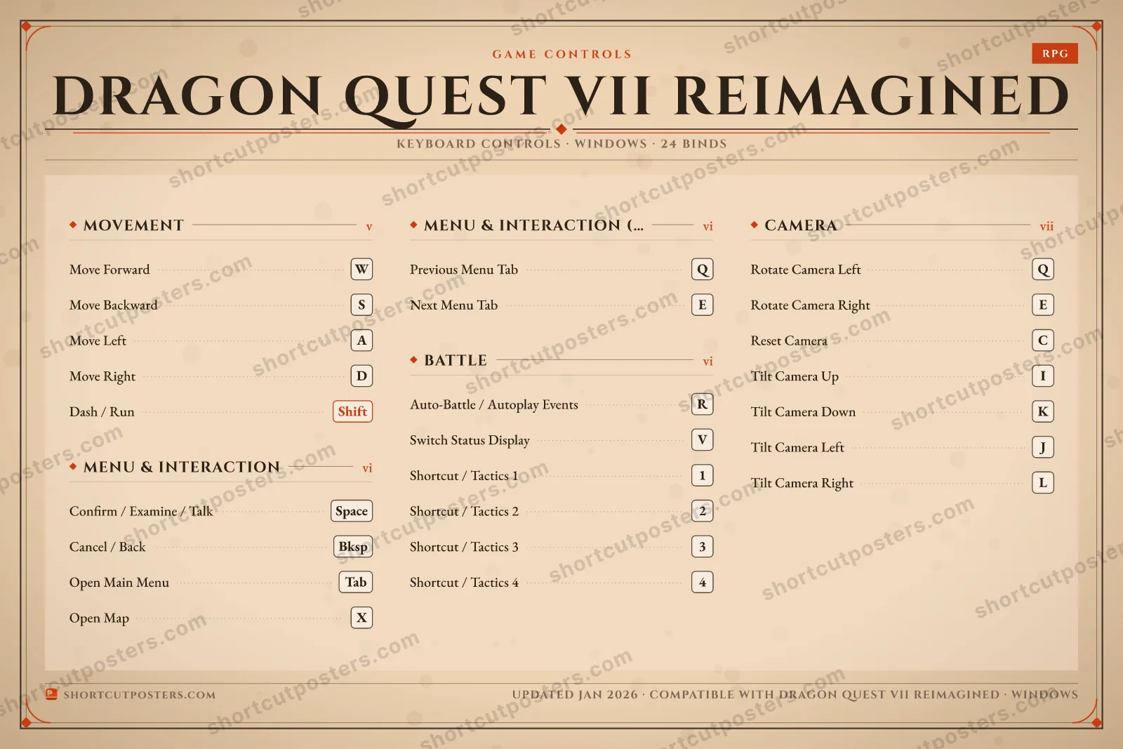 Dragon Quest VII Reimagined controls poster preview