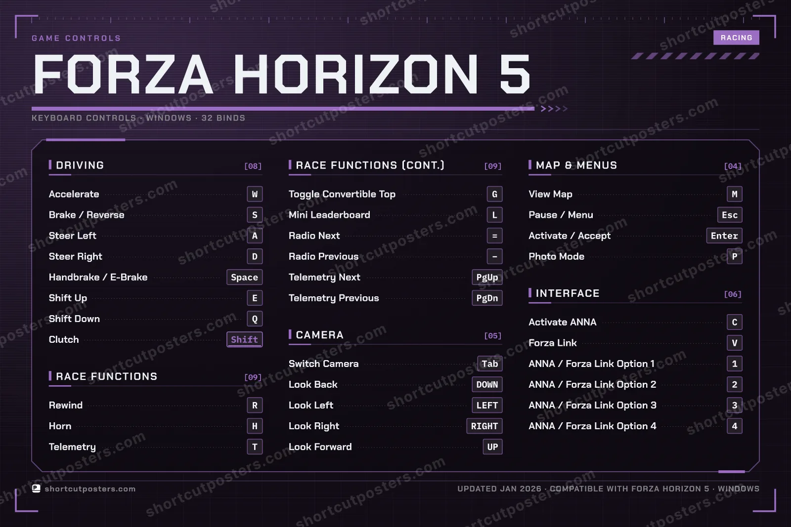Forza Horizon 5 controls poster preview