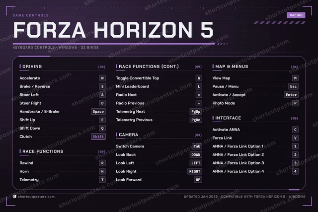 Forza Horizon 5 controls poster preview