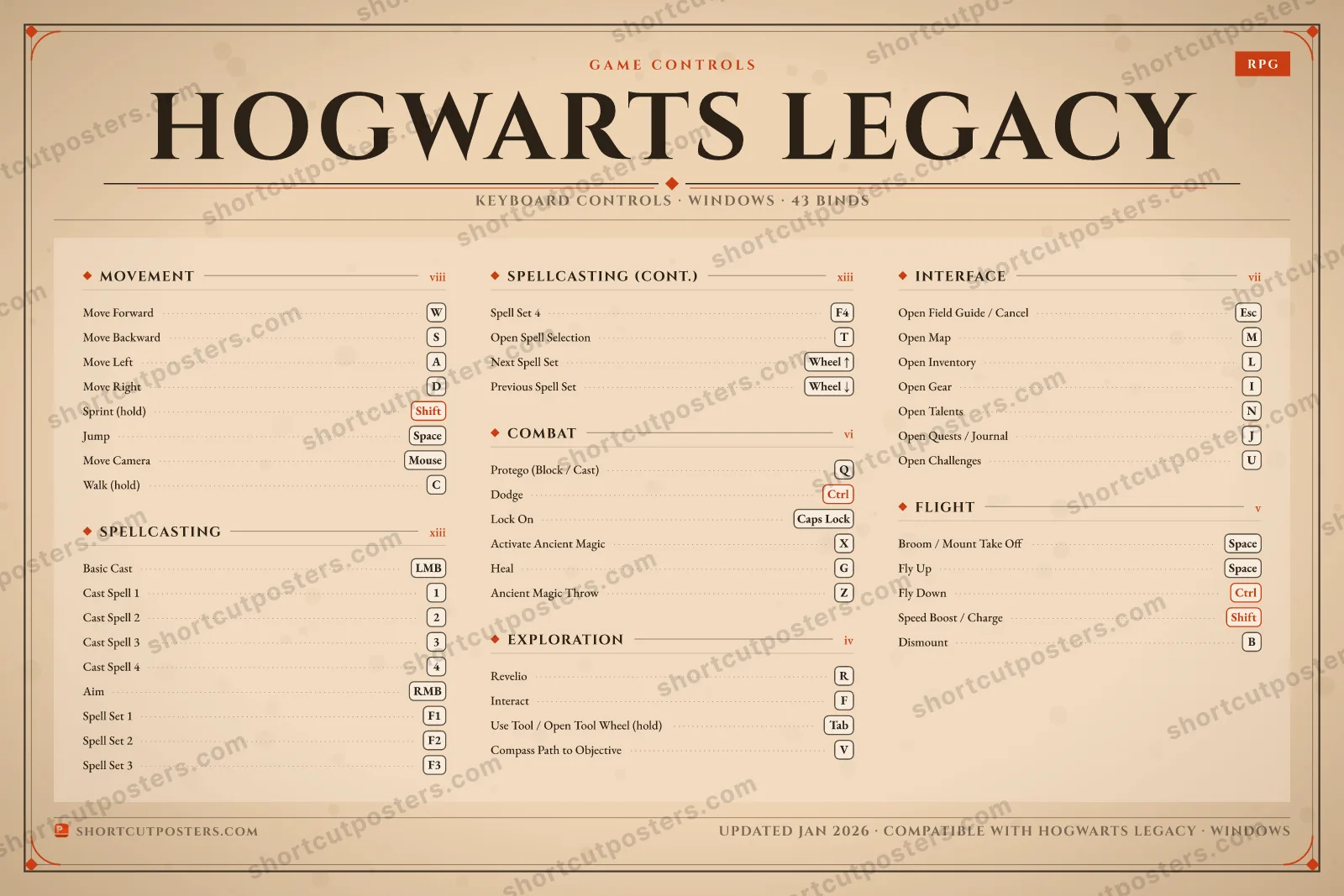 Hogwarts Legacy controls poster preview
