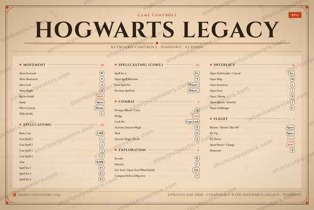 Hogwarts Legacy controls poster preview