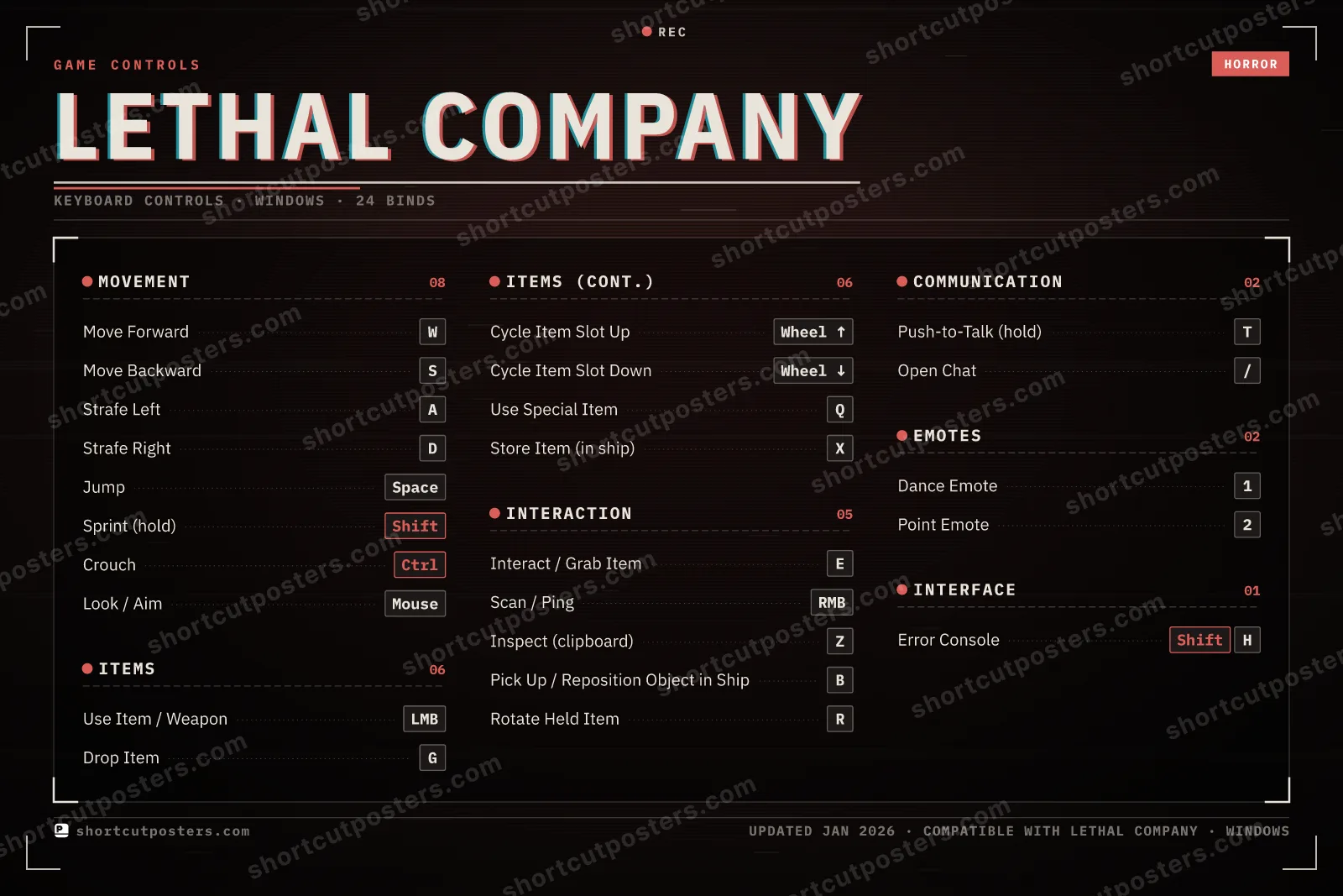 Lethal Company controls poster preview