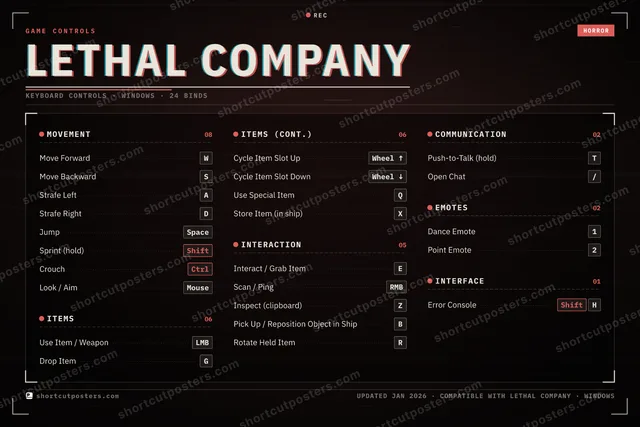Lethal Company controls poster preview