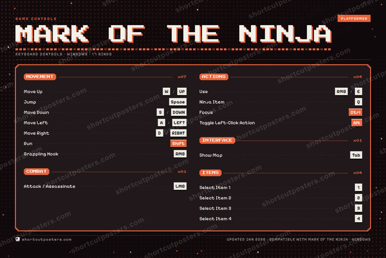 Mark of the Ninja controls poster preview