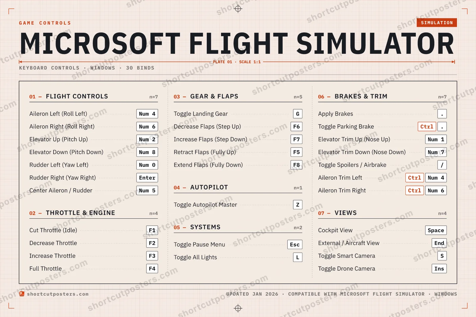 Microsoft Flight Simulator controls poster preview