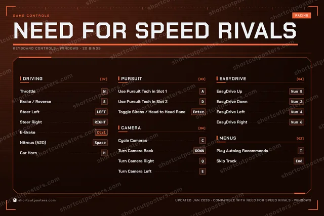 Need for Speed Rivals controls poster preview