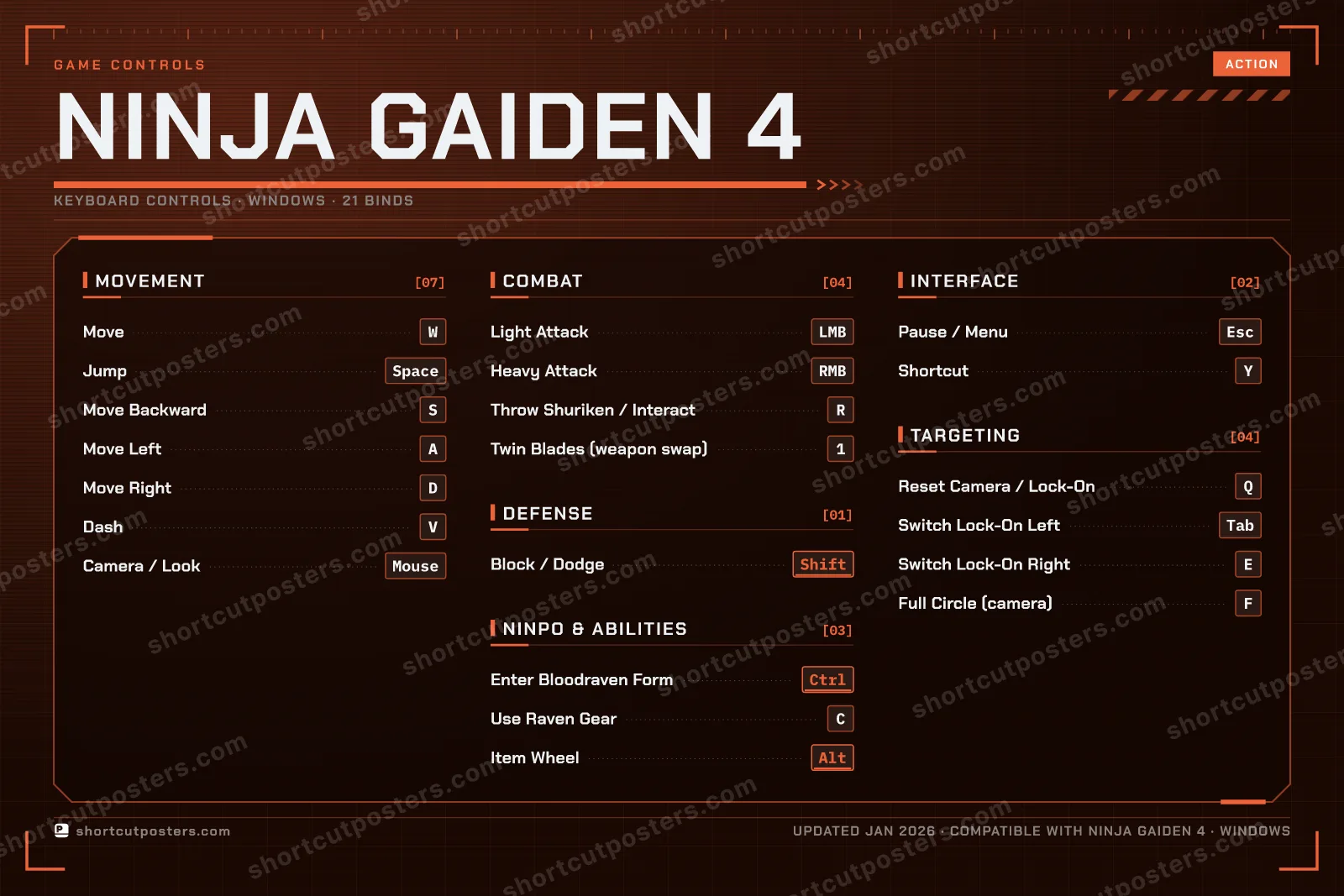Ninja Gaiden 4 controls poster preview