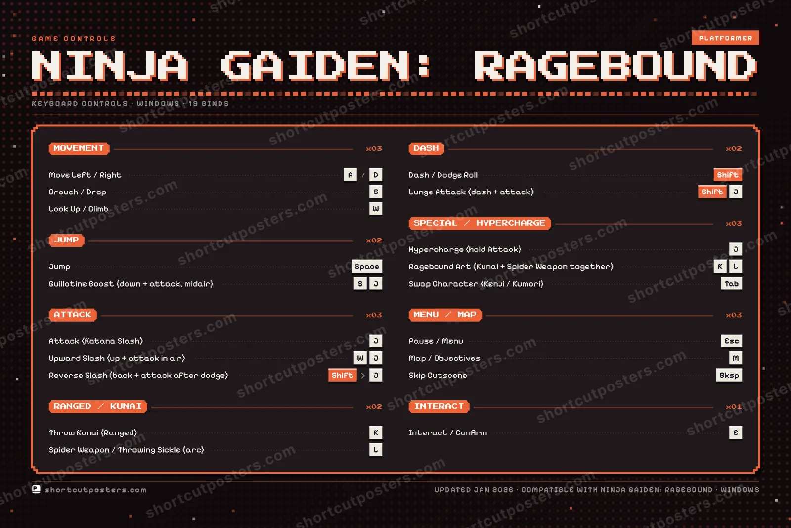 Ninja Gaiden: Ragebound controls poster preview