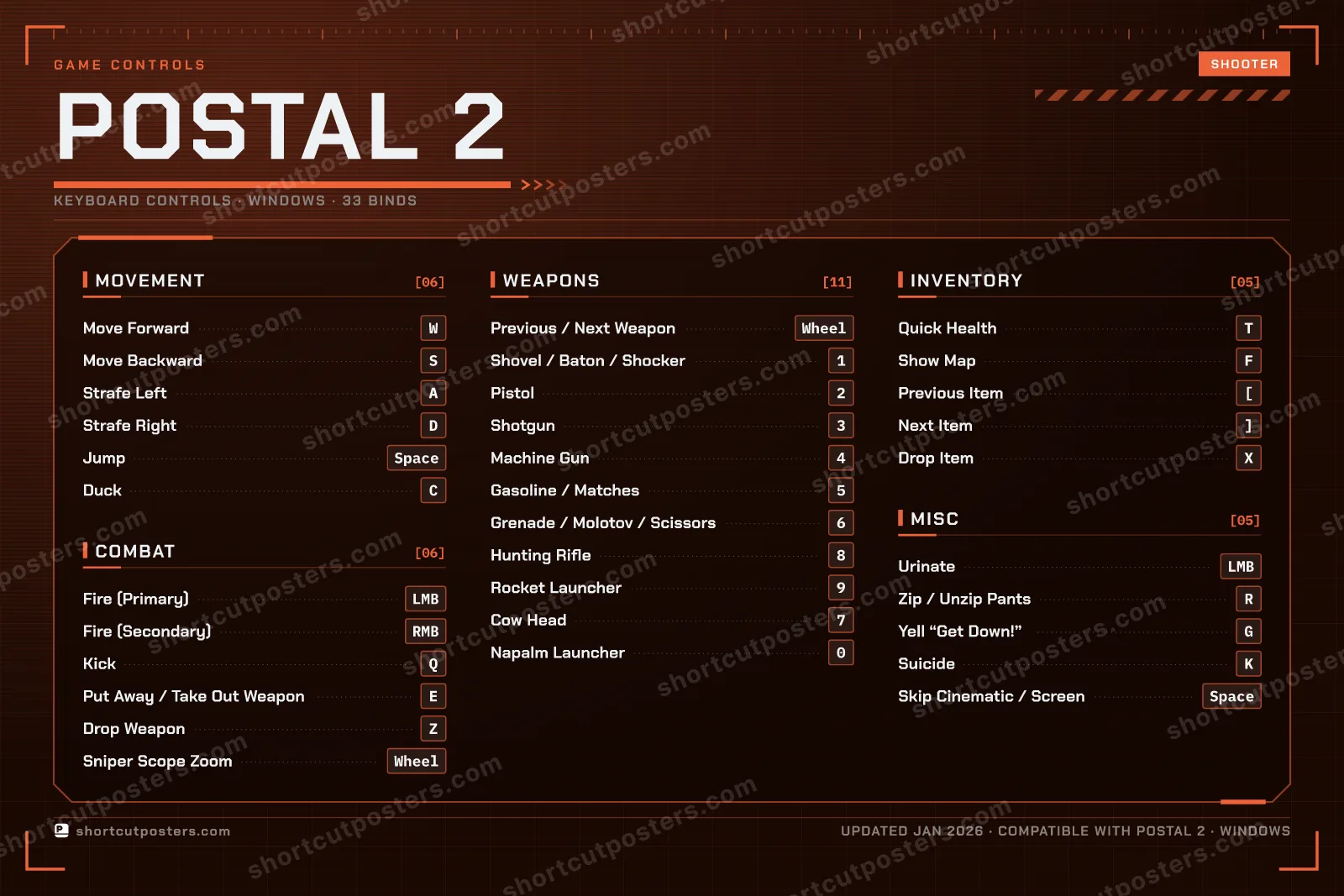 POSTAL 2 controls poster preview