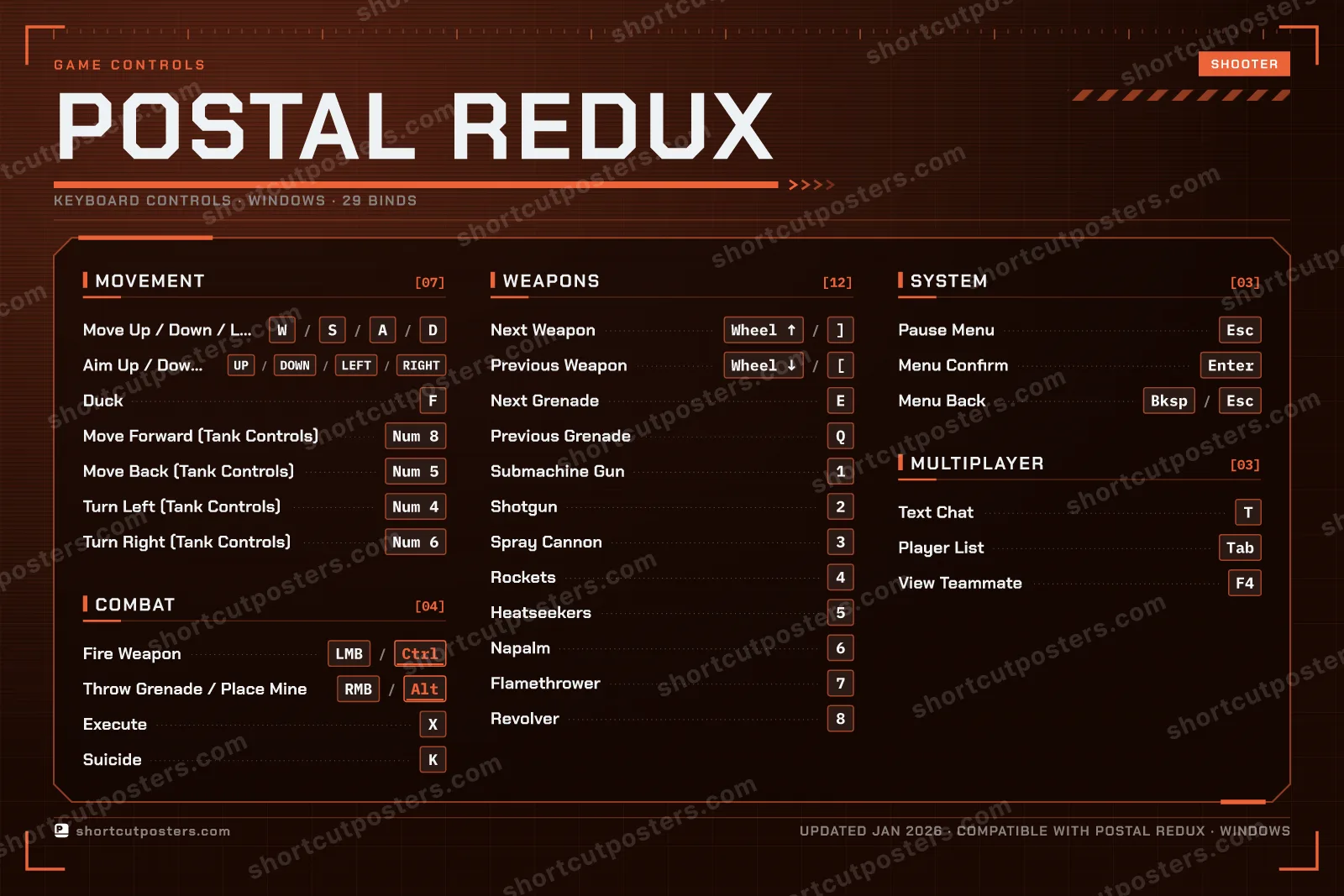 POSTAL Redux controls poster preview