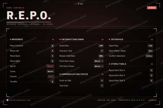 R.E.P.O. controls poster preview