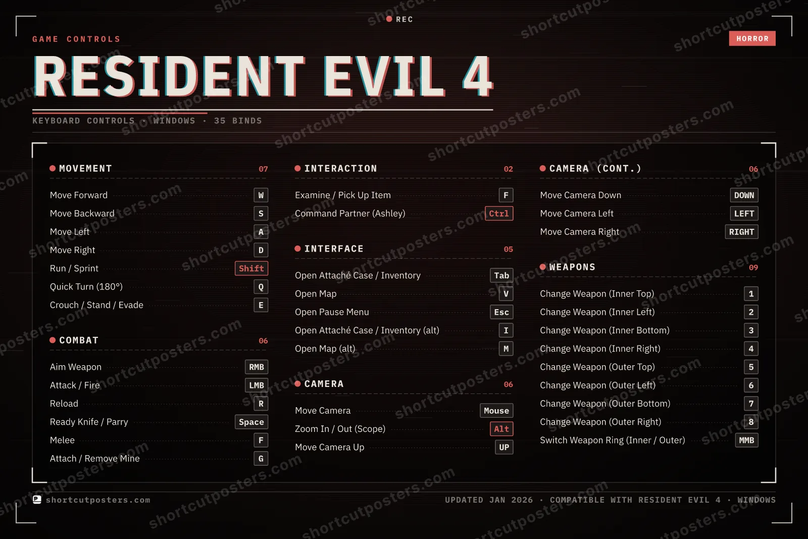 Resident Evil 4 controls poster preview