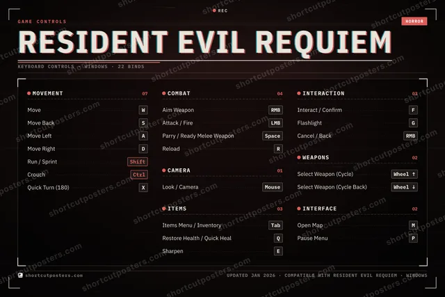 Resident Evil Requiem controls poster preview