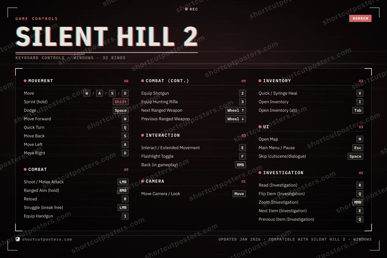 Silent Hill 2 controls poster preview