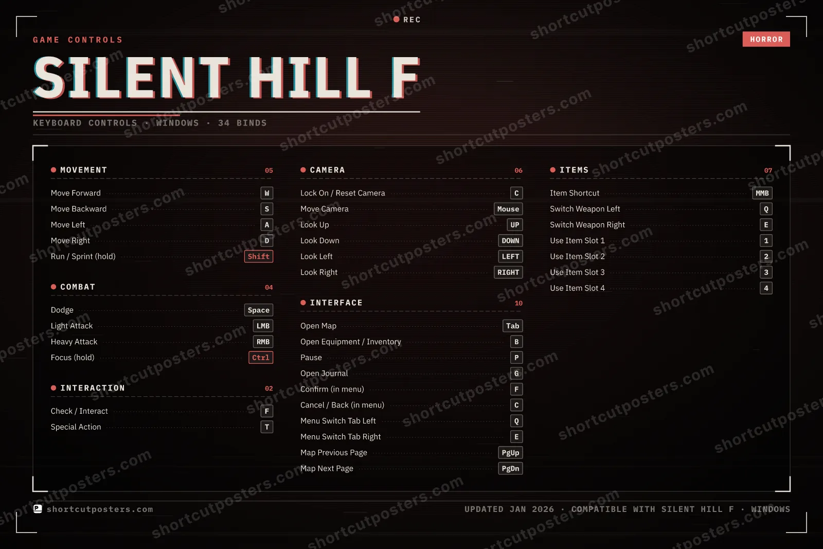 Silent Hill f controls poster preview