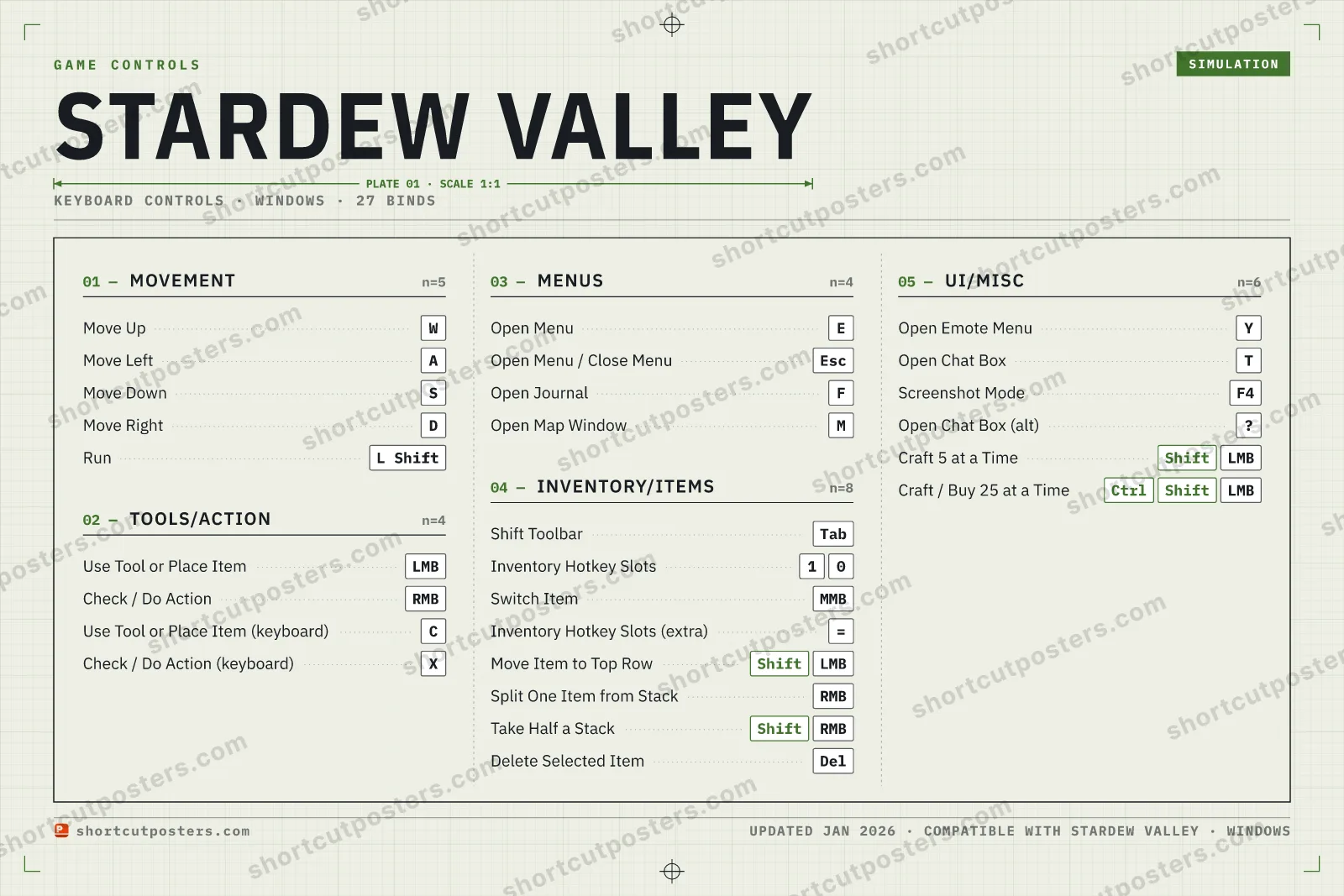 Stardew Valley controls poster preview