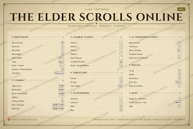 The Elder Scrolls Online controls poster preview