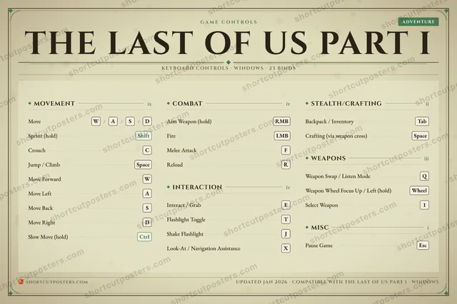 The Last of Us Part I controls poster preview