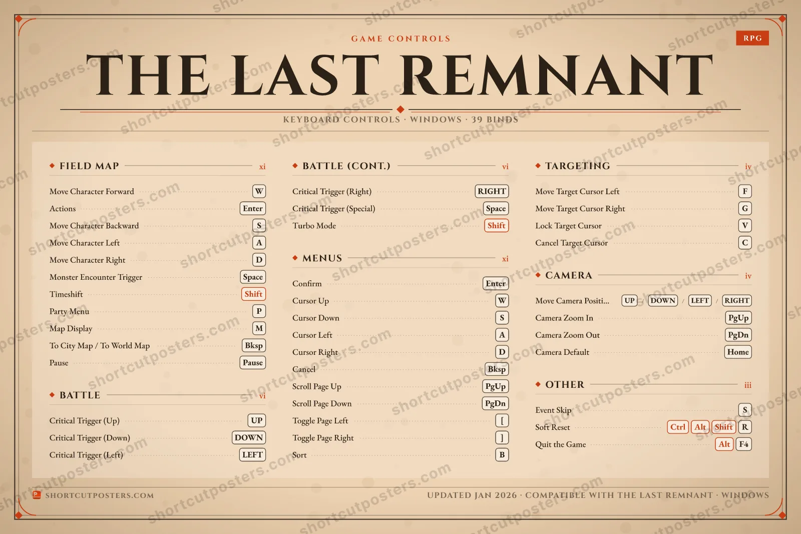 The Last Remnant controls poster preview