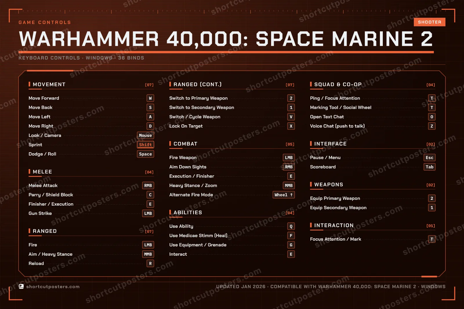 Warhammer 40,000: Space Marine 2 controls poster preview